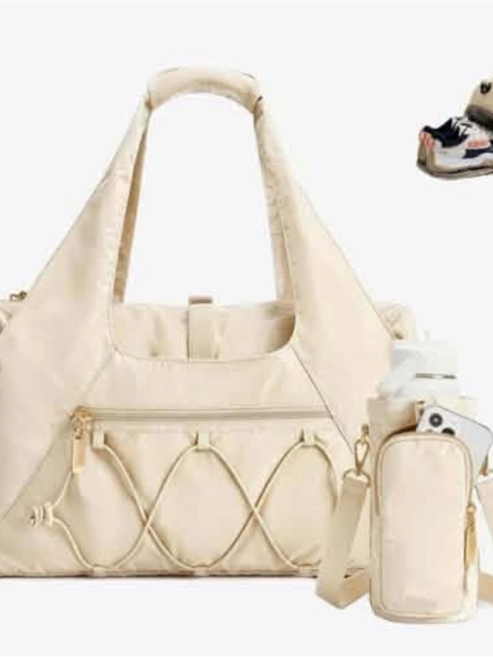 Cream Everyday Tote Bag with Bottle Holder